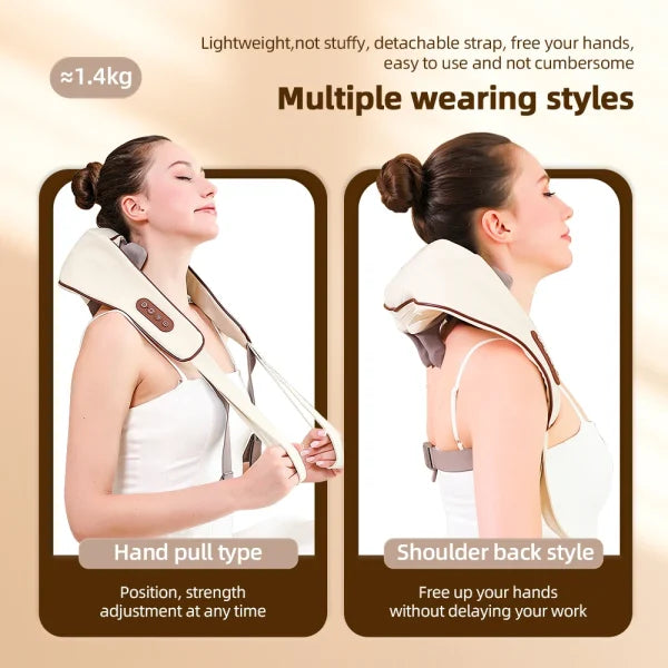 Electric Neck And Shoulder Massager Wireless Kneading Neck And Back Massage Pillow Neck Back Relaxing Massage Shawl